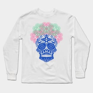 blue catrina calavera ecopop Long Sleeve T-Shirt